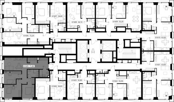 Продажа 3-комнатной квартиры 71,8 м², 16/48 этаж