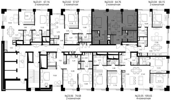 Продажа 2-комнатной квартиры 64,8 м², 23/27 этаж