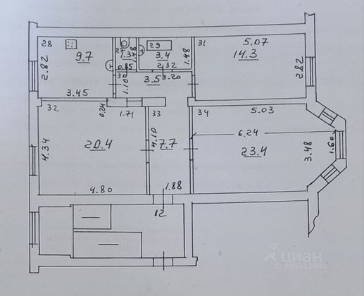 Продажа 3-комнатной квартиры 83,7 м², 2/3 этаж