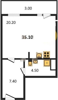 Продажа квартиры-студии 35,1 м², 12/18 этаж