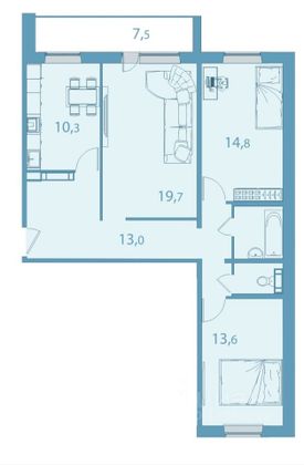 Продажа 3-комнатной квартиры 84 м², 10/17 этаж