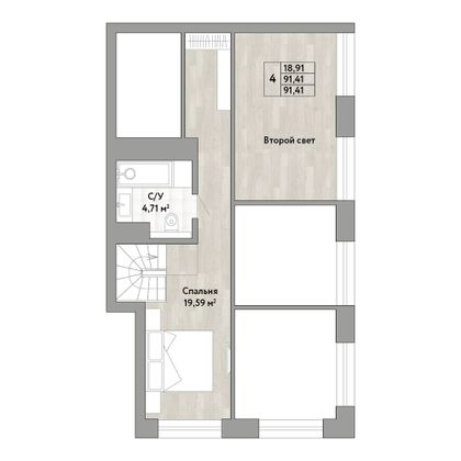 Продажа 4-комнатной квартиры 91,4 м², 1/22 этаж