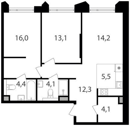 Продажа 2-комнатной квартиры 73,7 м², 14/17 этаж