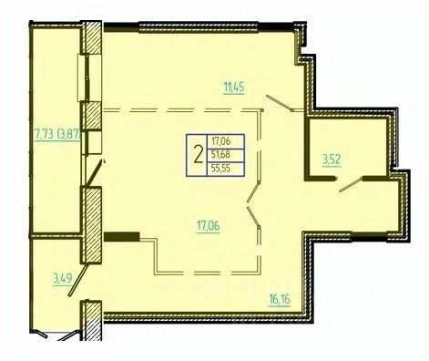 Продажа 2-комнатной квартиры 55,4 м², 1/10 этаж