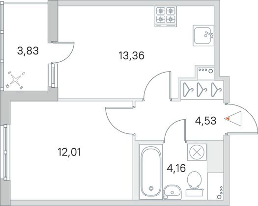 Продажа 1-комнатной квартиры 36 м², 3/8 этаж