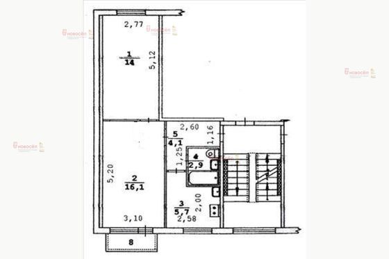 Продажа 2-комнатной квартиры 43 м², 4/5 этаж