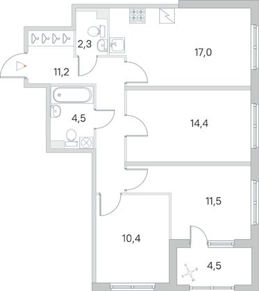 Продажа 3-комнатной квартиры 73,6 м², 1/5 этаж