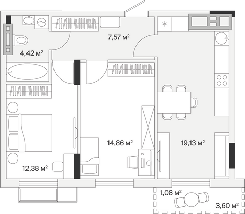 Продажа 2-комнатной квартиры 59,4 м², 7/7 этаж