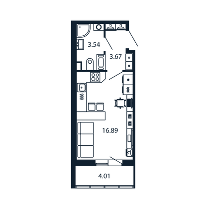 Продажа квартиры-студии 24,2 м², 2/13 этаж