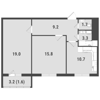Продажа 2-комнатной квартиры 61,3 м², 7/23 этаж