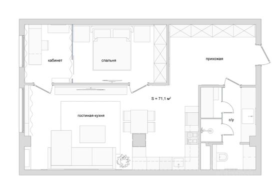 Продажа 2-комнатной квартиры 71,1 м², 5/14 этаж