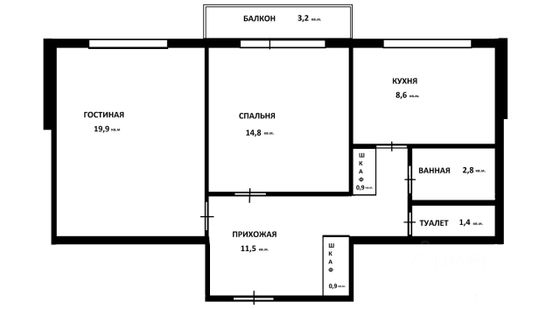 Продажа 2-комнатной квартиры 60,6 м², 2/5 этаж