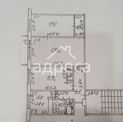 Продажа 3-комнатной квартиры 57,6 м², 2/5 этаж