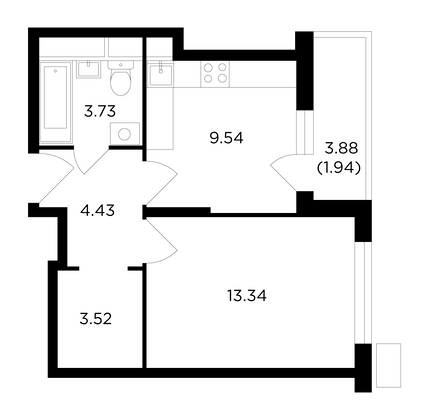 Продажа 1-комнатной квартиры 36,5 м², 7/8 этаж