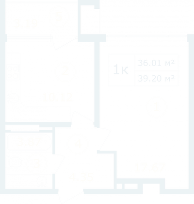Продажа 1-комнатной квартиры 39,2 м², 10/12 этаж