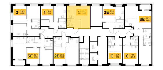 Продажа квартиры-студии 28,9 м², 14/20 этаж