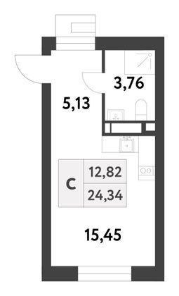 Продажа квартиры-студии 24,3 м², 2/16 этаж