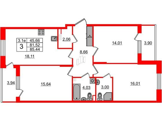 Продажа 3-комнатной квартиры 81,5 м², 3/5 этаж