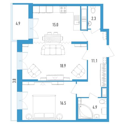 Продажа 2-комнатной квартиры 72,3 м², 4/18 этаж