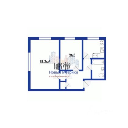 Продажа 2-комнатной квартиры 42 м², 1/5 этаж