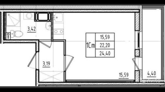 Продажа 1-комнатной квартиры 24 м², 9/18 этаж