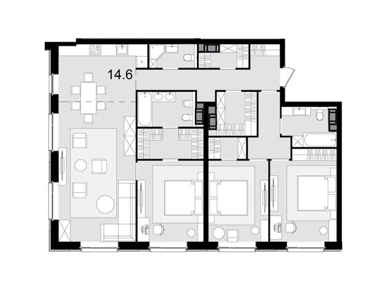 133,1 м², 4-комн. квартира, 43/47 этаж