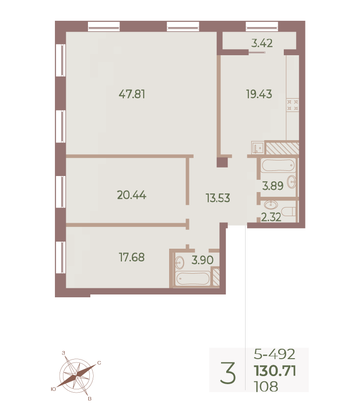 Продажа 3-комнатной квартиры 129,8 м², 9/9 этаж