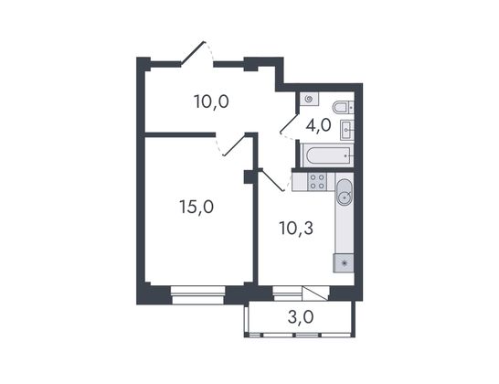 Продажа 1-комнатной квартиры 42,3 м², 10/16 этаж