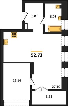 Продажа 1-комнатной квартиры 52,7 м², 21/24 этаж