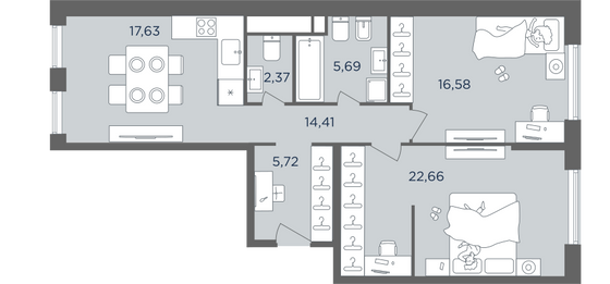 Продажа 4-комнатной квартиры 75,5 м², 12/14 этаж