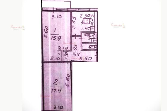 Продажа 2-комнатной квартиры 49 м², 3/5 этаж