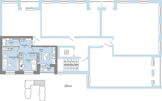 Продажа 2-комнатной квартиры 51 м², 5/7 этаж