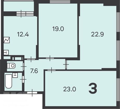 Продажа 3-комнатной квартиры 89,3 м², 24/24 этаж