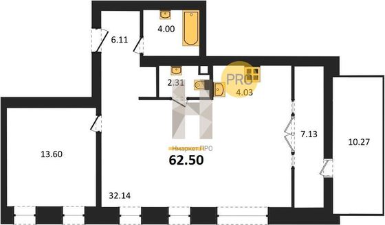 Продажа 1-комнатной квартиры 62,5 м², 1/4 этаж