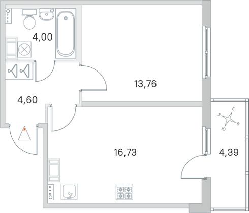 Продажа 1-комнатной квартиры 40,4 м², 4/4 этаж