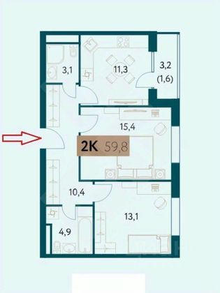 Продажа 2-комнатной квартиры 60 м², 16/28 этаж