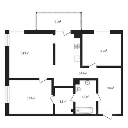 Продажа 3-комнатной квартиры 64 м², 9/19 этаж