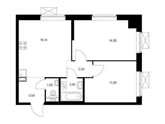 Продажа 2-комнатной квартиры 52,7 м², 18/21 этаж