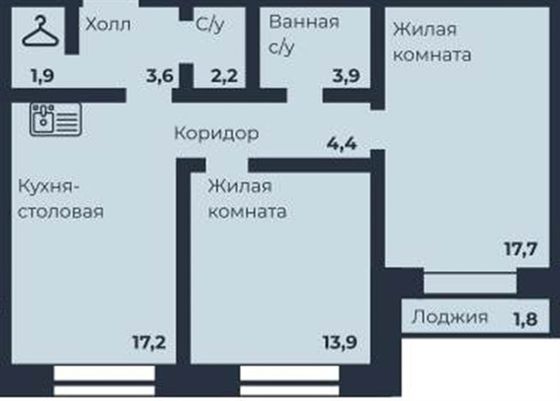 Продажа 2-комнатной квартиры 64,8 м², 5/17 этаж