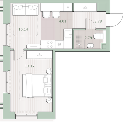 Продажа 1-комнатной квартиры 33,9 м², 9/30 этаж