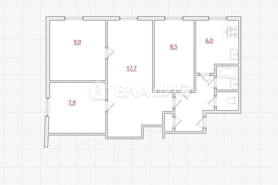 Продажа 4-комнатной квартиры 58,9 м², 1/5 этаж