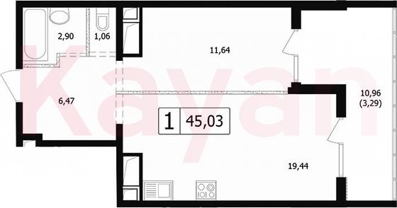 Продажа 2-комнатной квартиры 38,5 м², 14/24 этаж