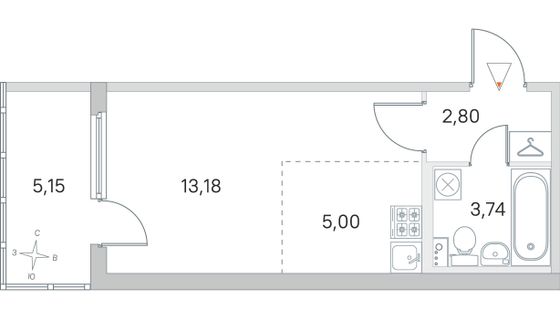 Продажа квартиры-студии 26,3 м², 1/4 этаж