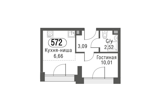 Продажа квартиры-студии 22,3 м², 2/12 этаж