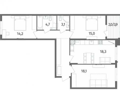 Продажа 3-комнатной квартиры 89,4 м², 6/12 этаж