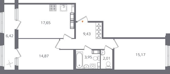 Продажа 2-комнатной квартиры 66,3 м², 15/17 этаж