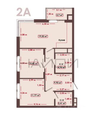 Продажа 2-комнатной квартиры 60,9 м², 10/14 этаж
