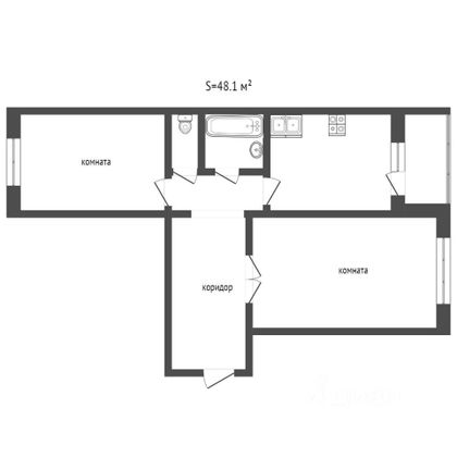 Продажа 2-комнатной квартиры 49,2 м², 5/5 этаж