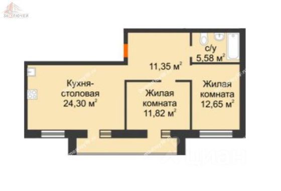 Продажа 2-комнатной квартиры 64 м², 1/3 этаж