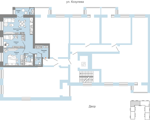 Продажа 3-комнатной квартиры 67 м², 6/6 этаж